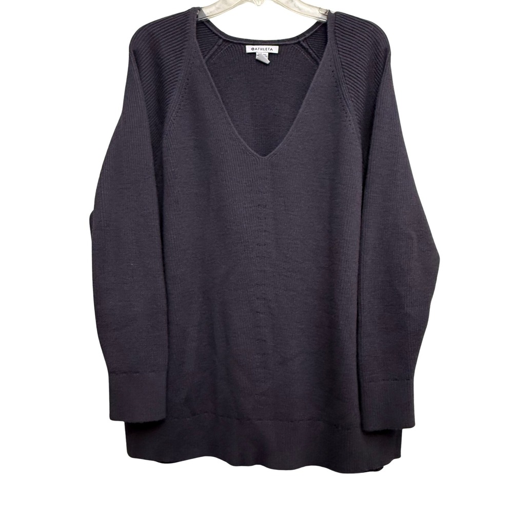 Athleta Womens V-Neck Ribbed Knit Light Purple Sweater - Size 1X